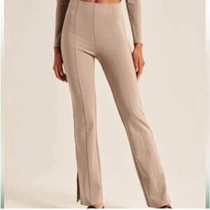 ABERCROMBIE Ponte Split-Hem Slim Flare Pants Size Small in Beige